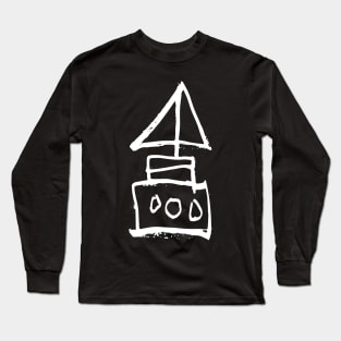 Sailboat Doodle White Long Sleeve T-Shirt